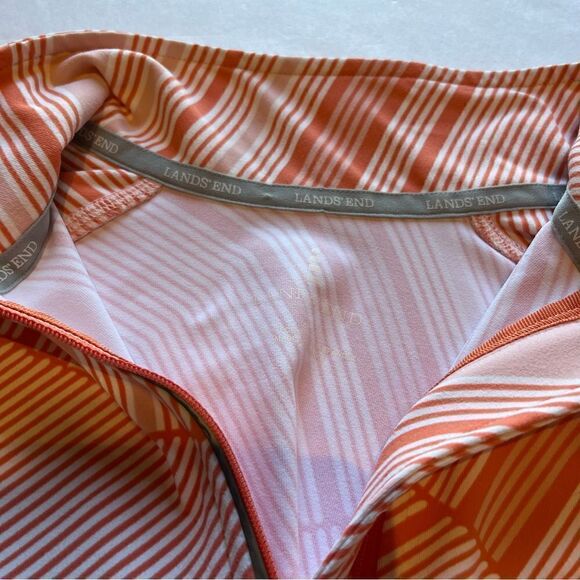 Lands' End Women's Warm Up Top Orange/Cream Stripe Size Large 14-16 - Picture 5 of 12